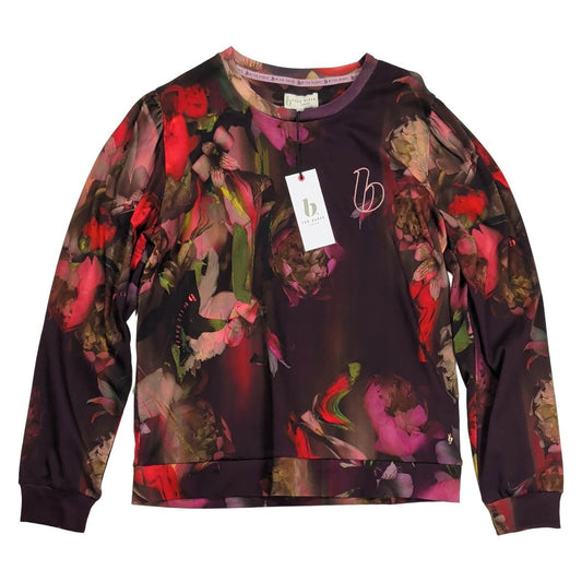 B by Ted Baker Floral Sweatshirt UK 8 Burgundy Cotton Long Sleeve NWT – product photo 1 | RewearableUK