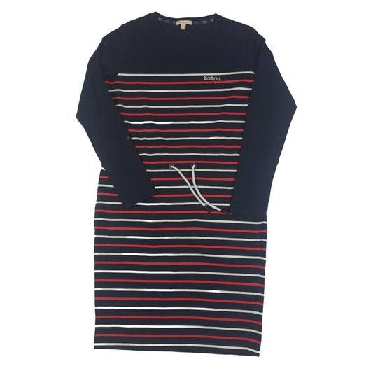 White Barbour Fleetwood Womens Dress Size UK 8 Navy Red White Check Cotton Long Sleeve RewearableUK