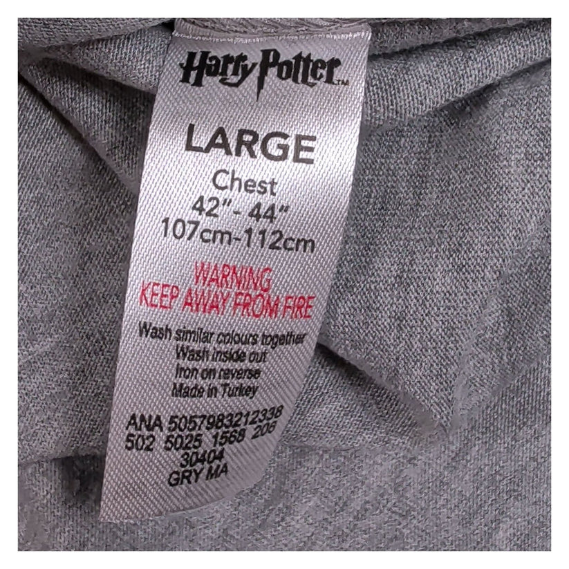 Harry Potter Gryffindor Bravery Men's Raglan T-Shirt L Grey Burgundy Lion