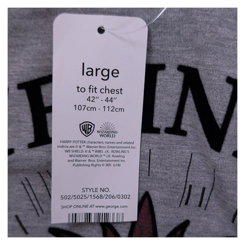 Harry Potter Gryffindor Bravery Men's Raglan T-Shirt L Grey Burgundy Lion