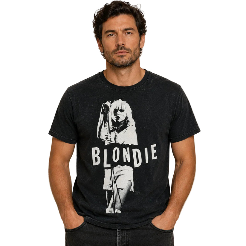 Blondie Debbie Harry 2023 T-Shirt M Black Acid-Wash Official Band Tee – Music T-Shirt product photo 1 | RewearableUK