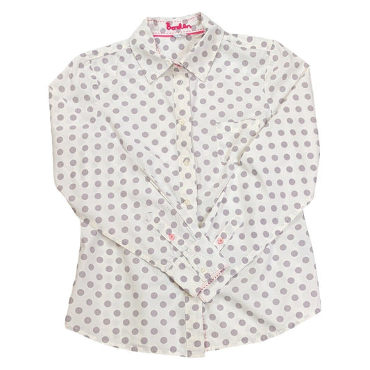 Boden Classic Shirt UK 12R White Grey Polka Dot 100% Cotton Long Sleeve – product photo 1 | RewearableUK