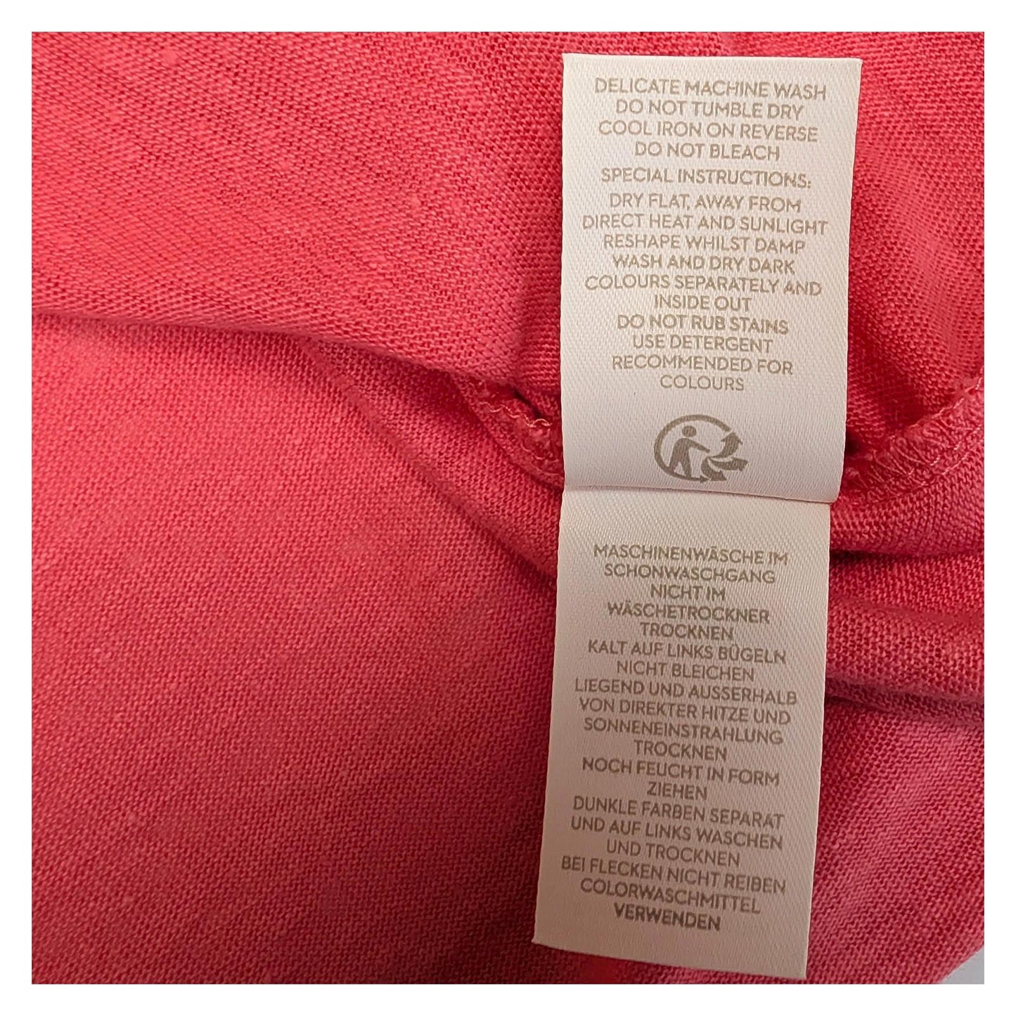 Boden Pink Linen T-Shirt Size M Pom Pom Trim V - Neck Short Sleeve Summer Top by Boden – | RewearableUK