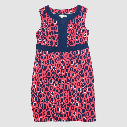 Boden Pink Navy Printed Sleeveless Shift Dress UK 14P US 10P Knee Length by Boden – DRESSING | RewearableUK