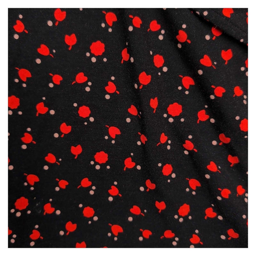 Boden Ponte Twist Front Top UK 10 Black Red Floral Long Sleeve Jersey – product photo 2 | RewearableUK