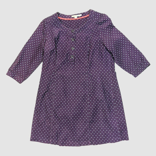 Boden Purple Polka Dot Corduroy Tunic Dress 3/4 Sleeve Pockets Womens UK 14 by Boden – | RewearableUK