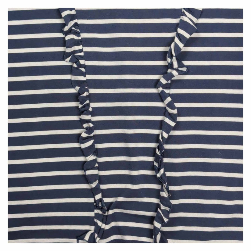 Boden Womens Breton Top UK 12 Navy White Striped Cotton Ruffle Long Sleeve – product photo 2 | RewearableUK