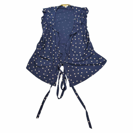 Boden Womens Wrap Top UK 14 Navy Cream Polka Dot Ruffle Sleeveless Tie Waist – product photo 1 | RewearableUK