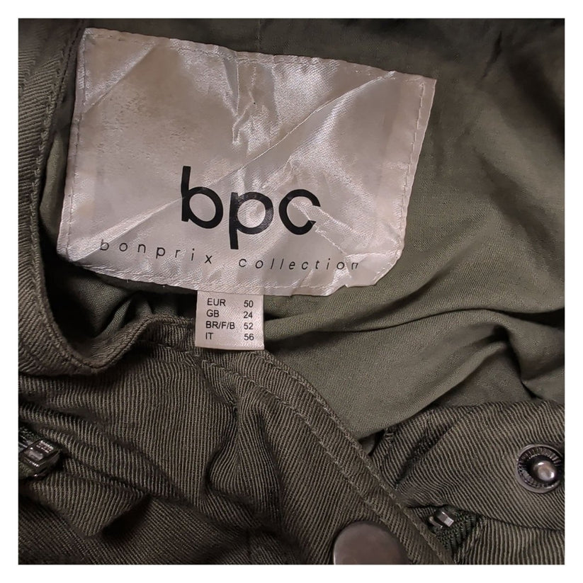 bpc Bonprix Women's Khaki Green Hooded Parka Jacket UK 24 Cotton Drawstring – product photo 6 | RewearableUK