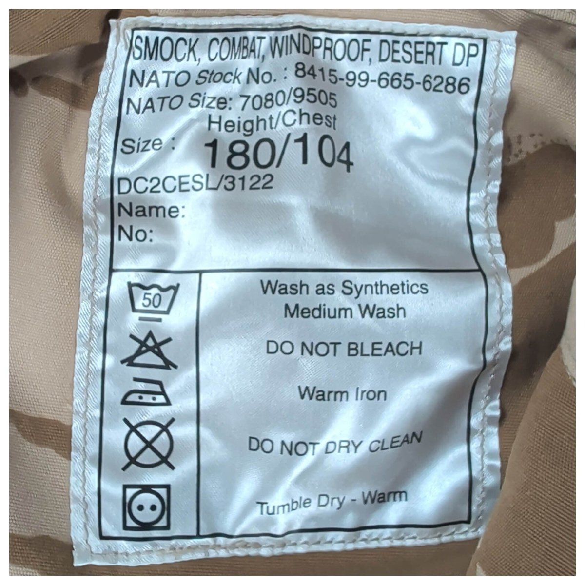British Army Desert DPM Windproof Combat Smock 180/104 Large – product photo 6 | RewearableUK