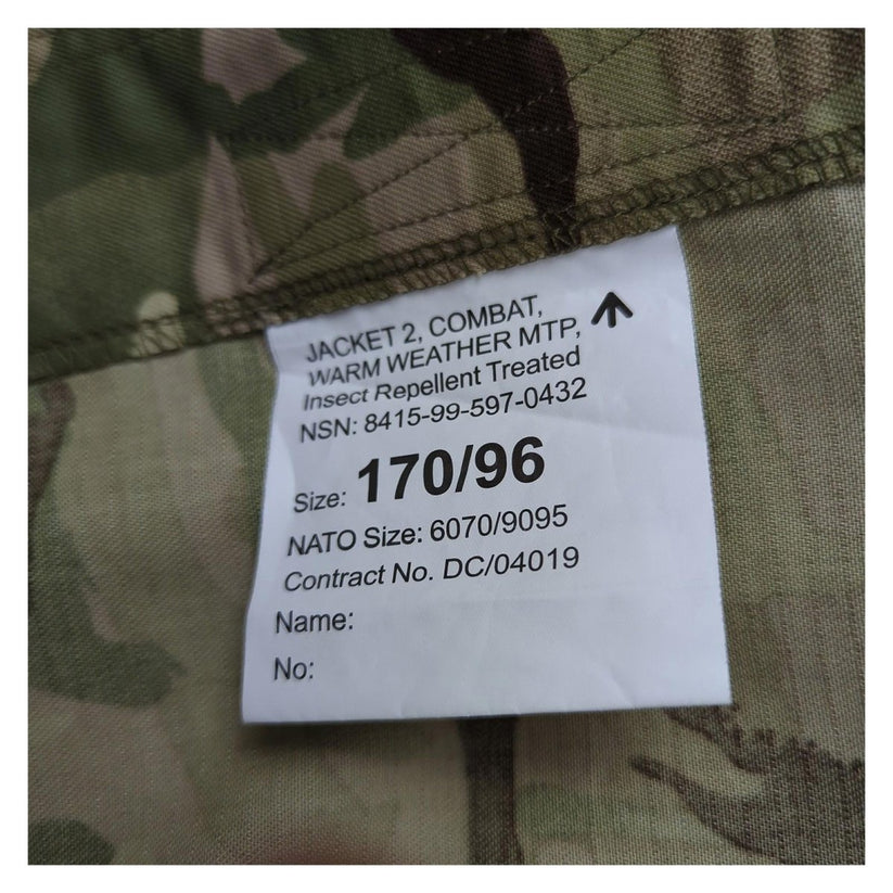 RewearableUK British Army MTP Combat Jacket 170/96 Warm Weather Insect military RewearableUK