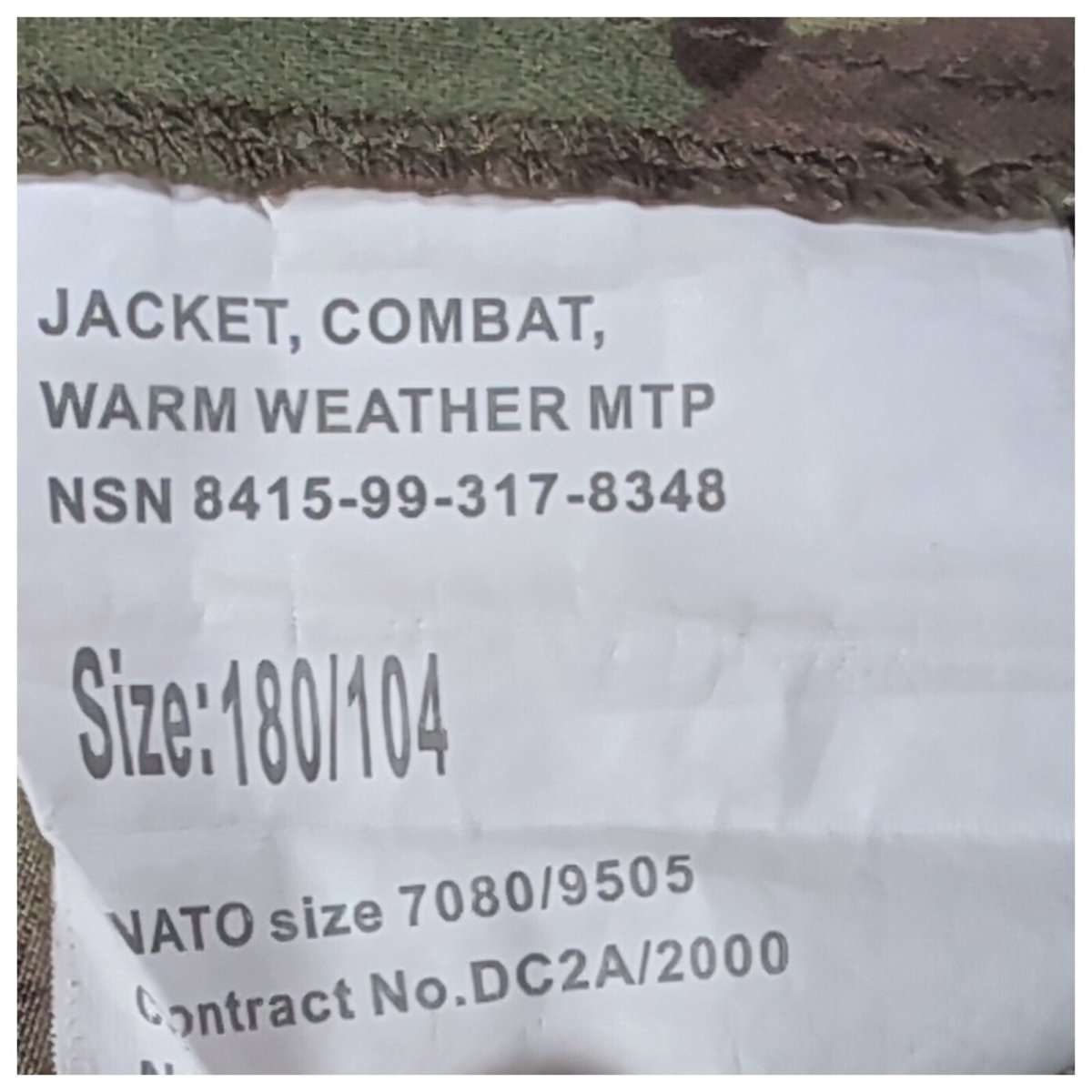British Army MTP Warm Weather Combat Jacket 180/104 Large Ink Marks – product photo 4 | RewearableUK
