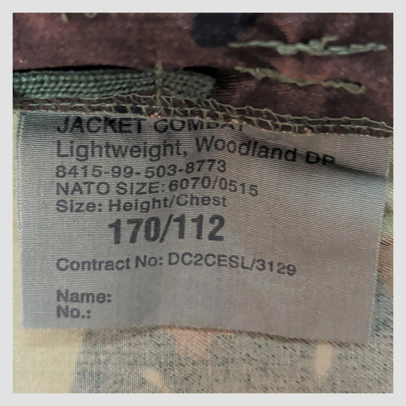 British Army Woodland DPM Lightweight Combat Jacket 170/112 Union Flag by RewearableUK – | RewearableUK
