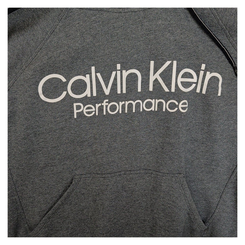 Calvin Klein Performance Grey Marl Pullover Hoodie Logo Sweatshirt Size M – product photo 8 | RewearableUK