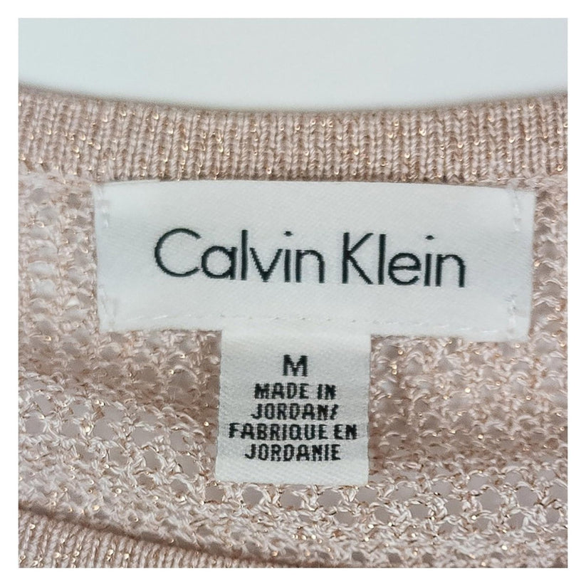 Calvin Klein Top Womens M Pink Gold Metallic Knit Dolman Sleeve Jumpe by Calvin Klein – | RewearableUK