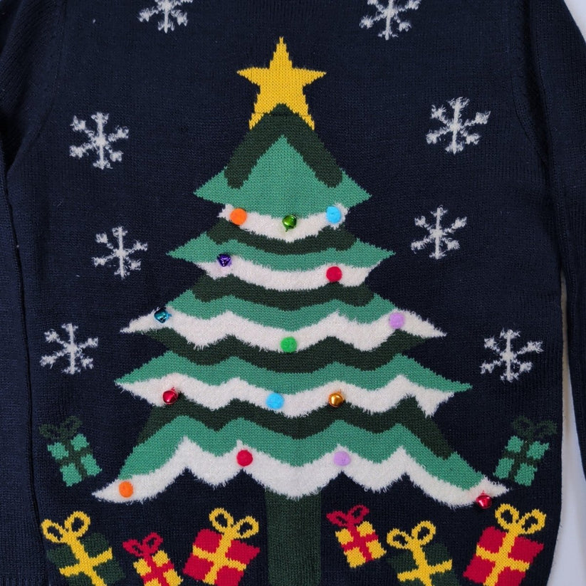 Cedar Wood State Women's Christmas Tree Jumper S Navy – product photo 2 | RewearableUK