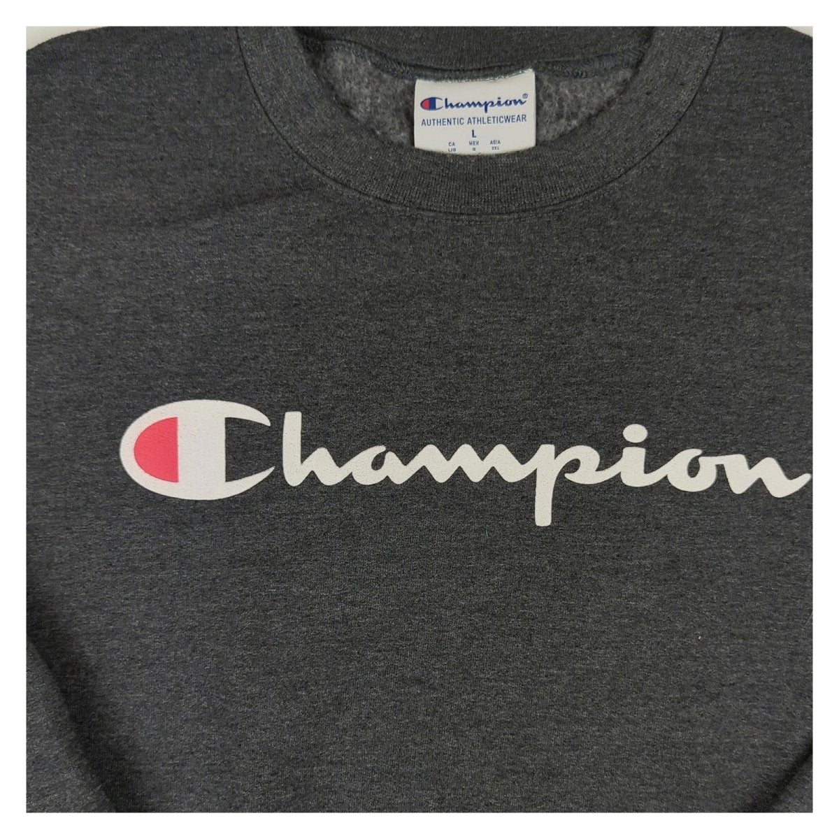 Champion Champion Grey Logo Sweatshirt Men’s L Long Sleeve Eco Regular Fit SWDSW20CH Sweater & Hoodie RewearableUK