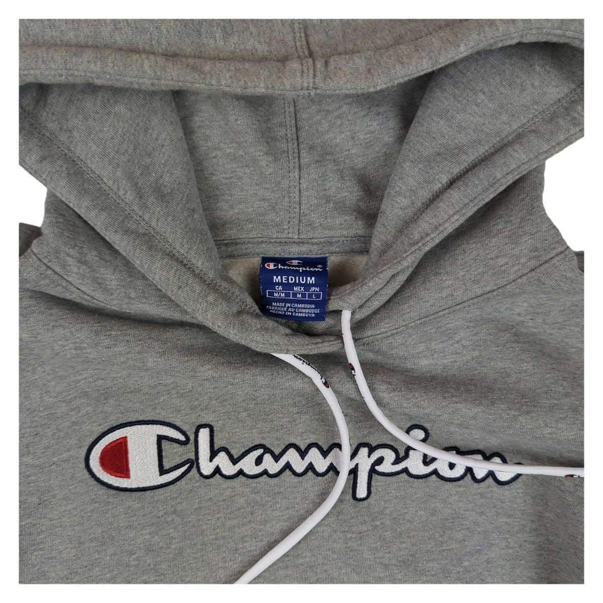 Champion Champion Men's Hoodie Grey Pullover Size M – Athletic Gym Sweatshirt Excellent Sweater & Hoodie RewearableUK