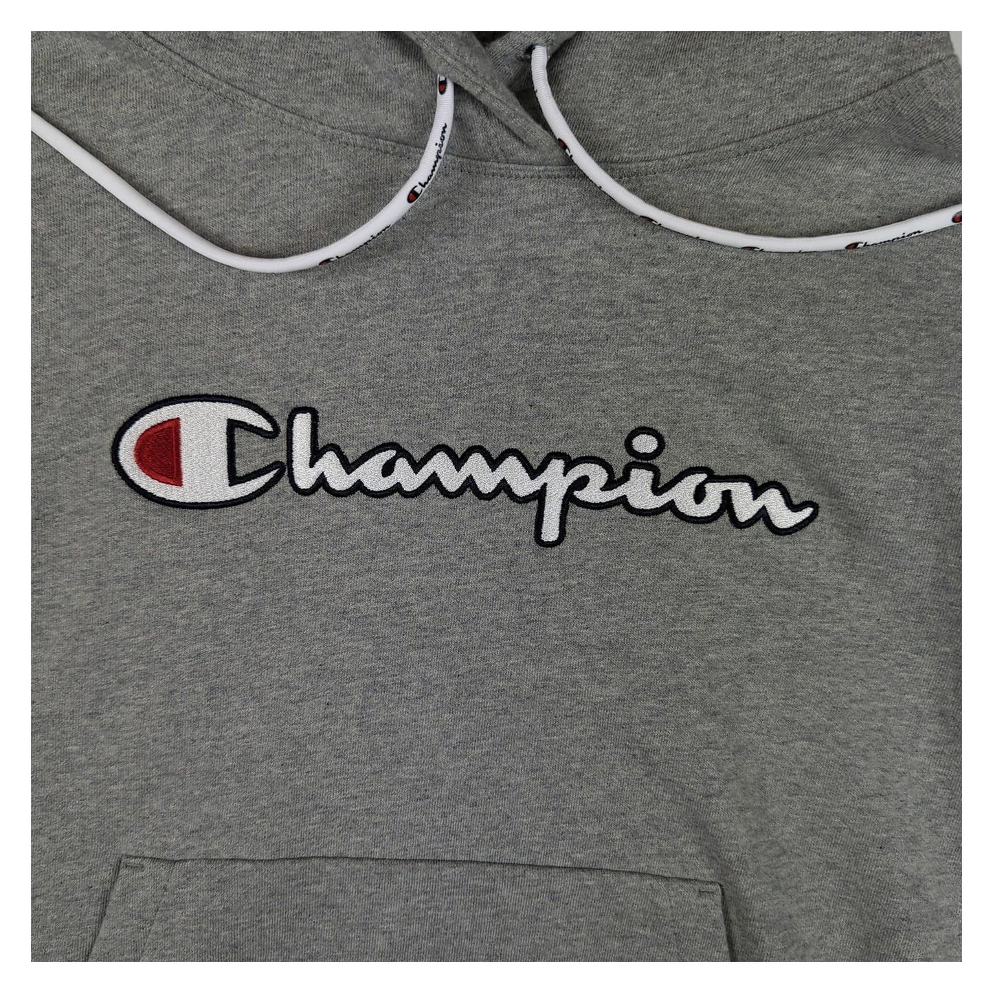 Champion Champion Men's Hoodie Grey Pullover Size M – Athletic Gym Sweatshirt Excellent Sweater & Hoodie RewearableUK