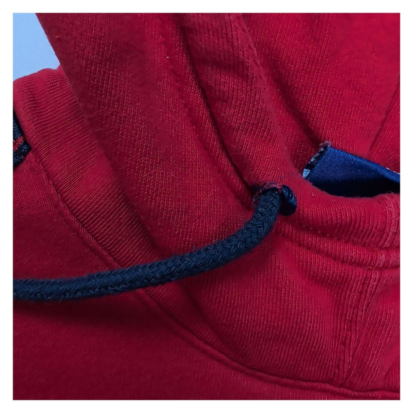 Champion Red Hoodie XS Pullover Sweatshirt Tape Logo Sleeves 100% Cotton – Hoodie product photo 6 | RewearableUK