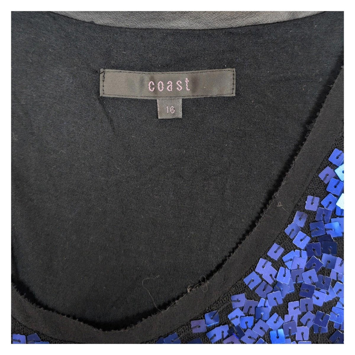 Coast Sequin Top UK 16 Blue Black Ombre Gradient Sleeveless Party Vest Blouse by Coast – | RewearableUK