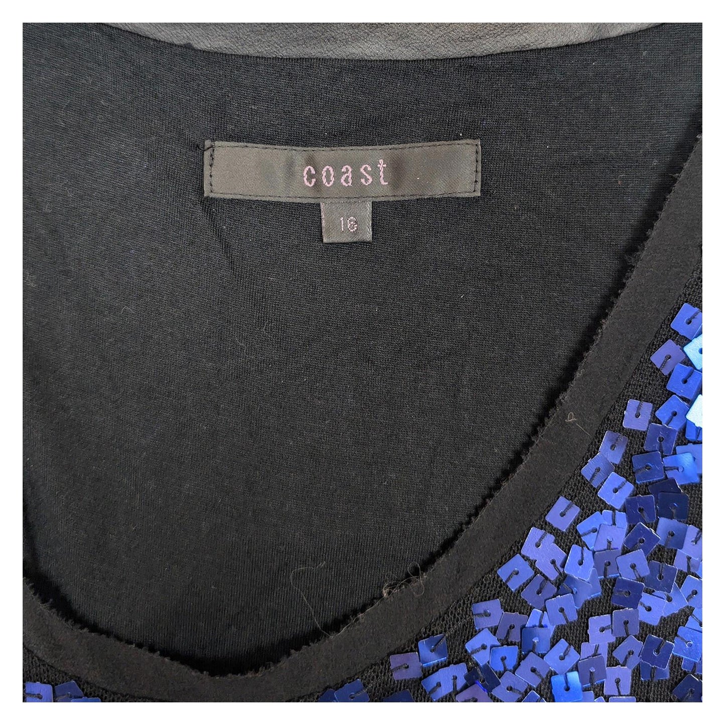 Coast Sequin Top UK 16 Blue Black Ombre Gradient Sleeveless Party Vest Blouse by Coast – | RewearableUK