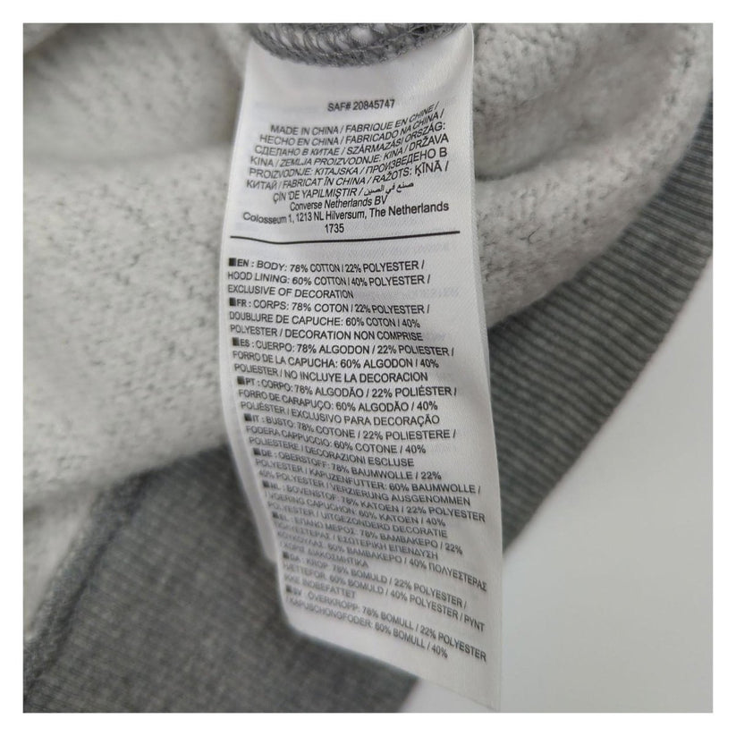 Converse Converse Men's Hoodie Grey Pullover Size XS Casual Sweatshirt Excellent Eco Sweater & Hoodie RewearableUK