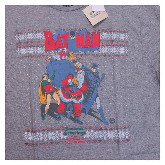 DC Comics Men's Batman Grey Santa Graphic T-Shirt 2XL Cotton Blend – product photo 2 | RewearableUK