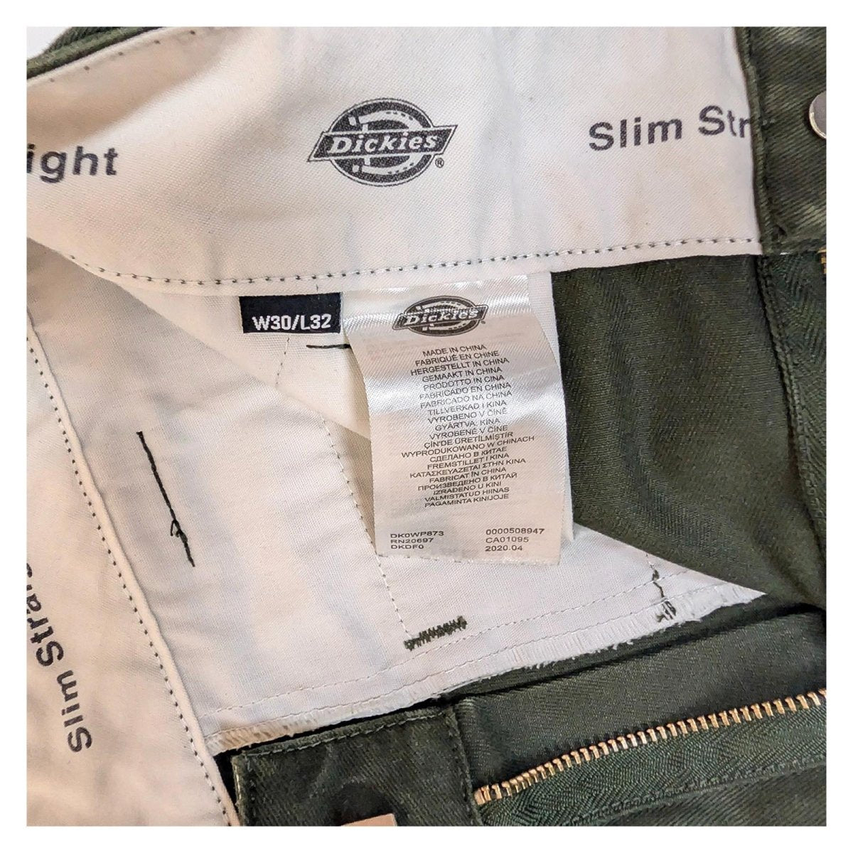 Dickies 873 Slim Straight Work Pants W30 L32 Olive Green Chino Trousers WP873 by Dickies – | RewearableUK