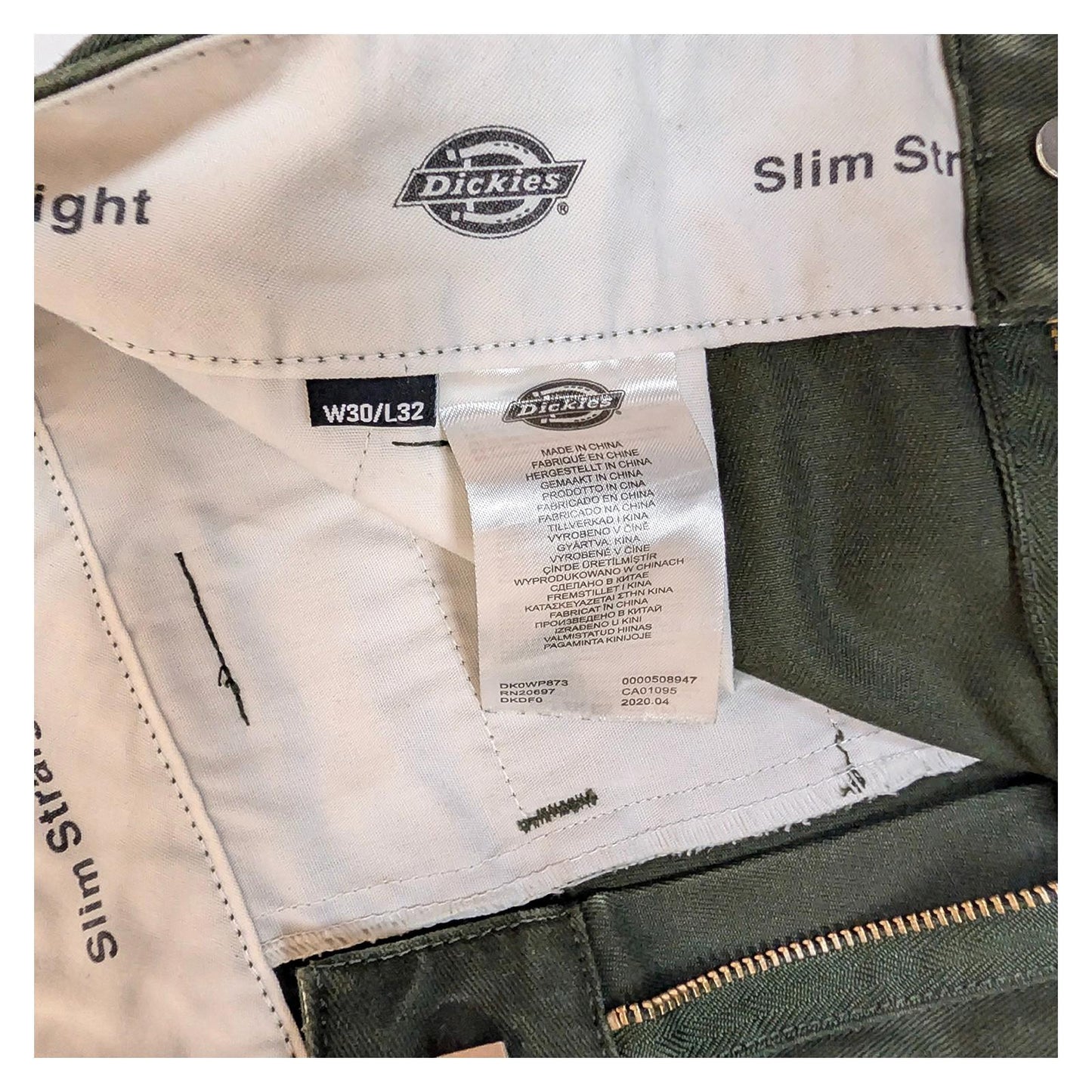 Dickies 873 Slim Straight Work Pants W30 L32 Olive Green Chino Trousers WP873 by Dickies – | RewearableUK