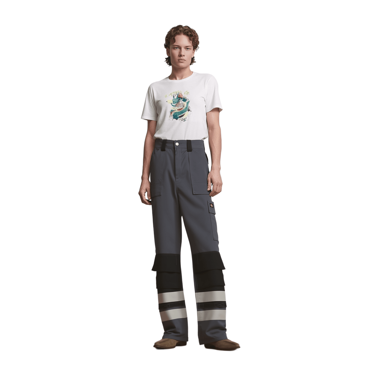 Dickies Hi - Vis Reflective Work Trousers Charcoal Grey 38S Excellent by Dickies – | RewearableUK