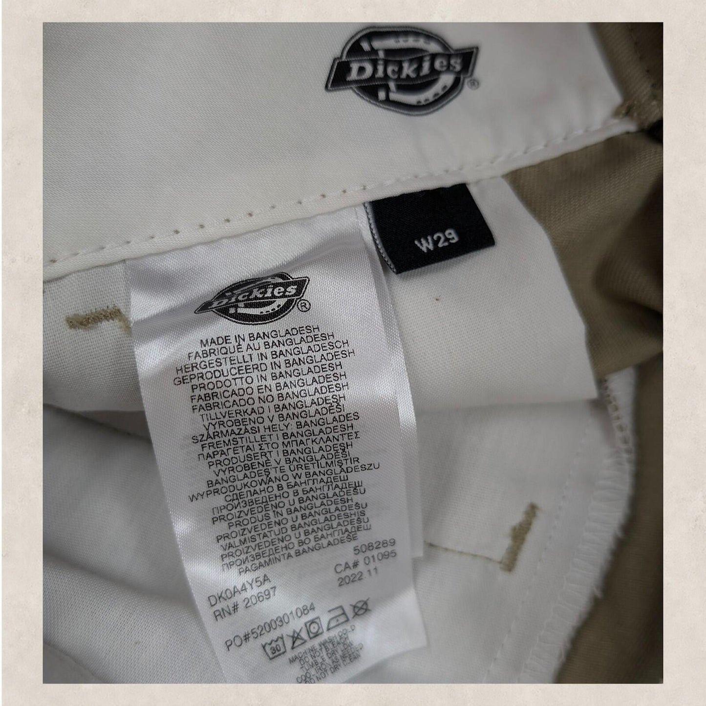 dickies phoenix cropped rec work trousers khaki beige mens chinos size w 29 pant by Dickies – | RewearableUK