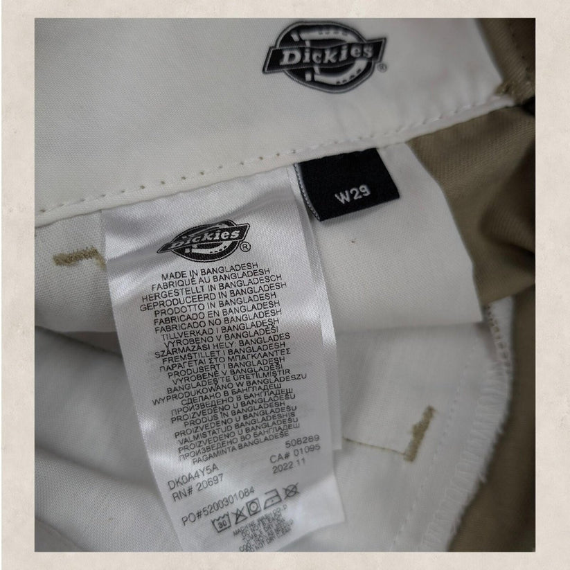 dickies phoenix cropped rec work trousers khaki beige mens chinos size w 29 pant by Dickies – | RewearableUK