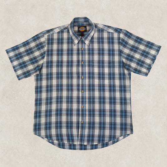 Dickies Plaid Short Sleeve Casual Shirt Blue Check | Men's Large by Dickies – shirt | RewearableUK