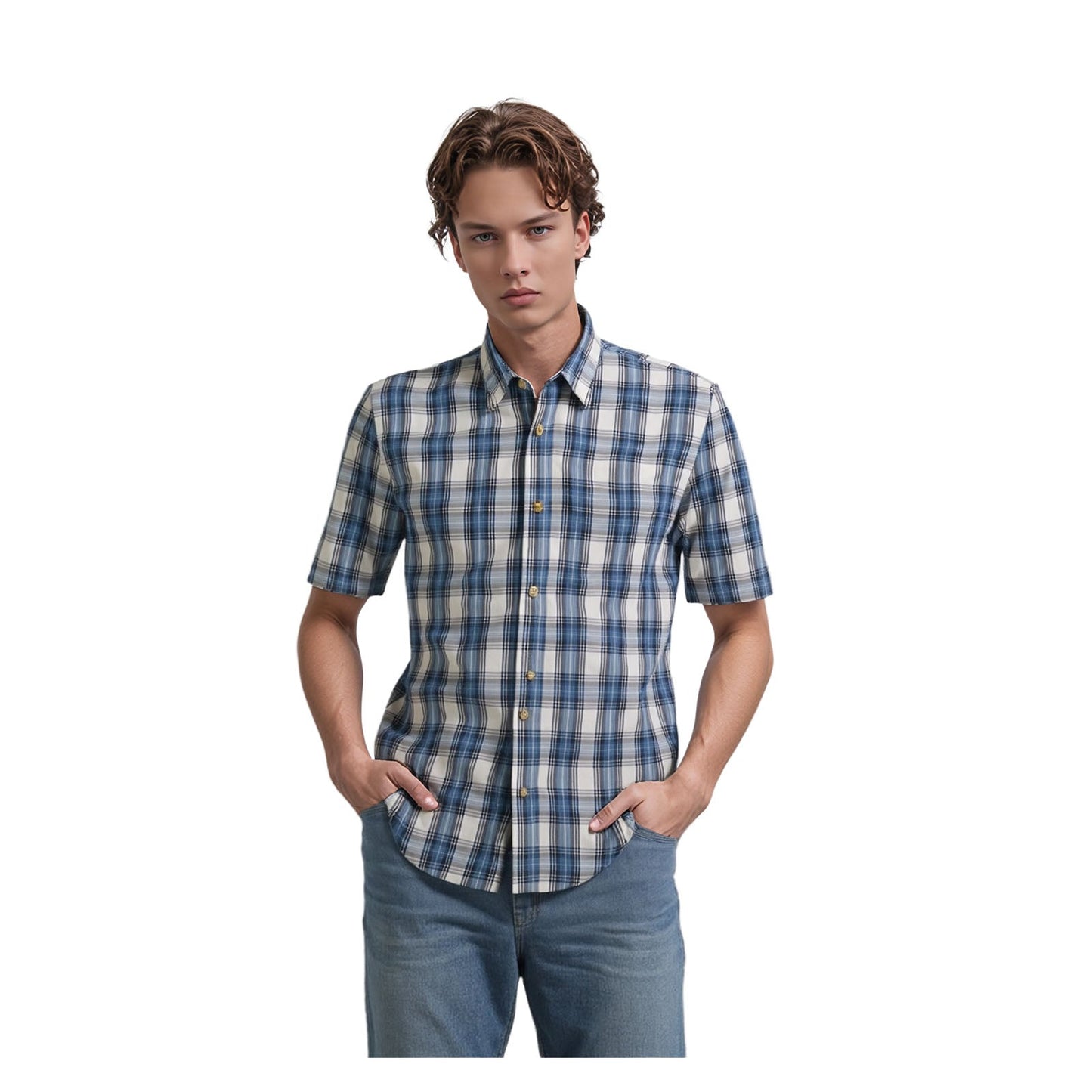 Dickies Dickies Plaid Short Sleeve Casual Shirt Men Large – Blue Check Button Down Men' shirt RewearableUK
