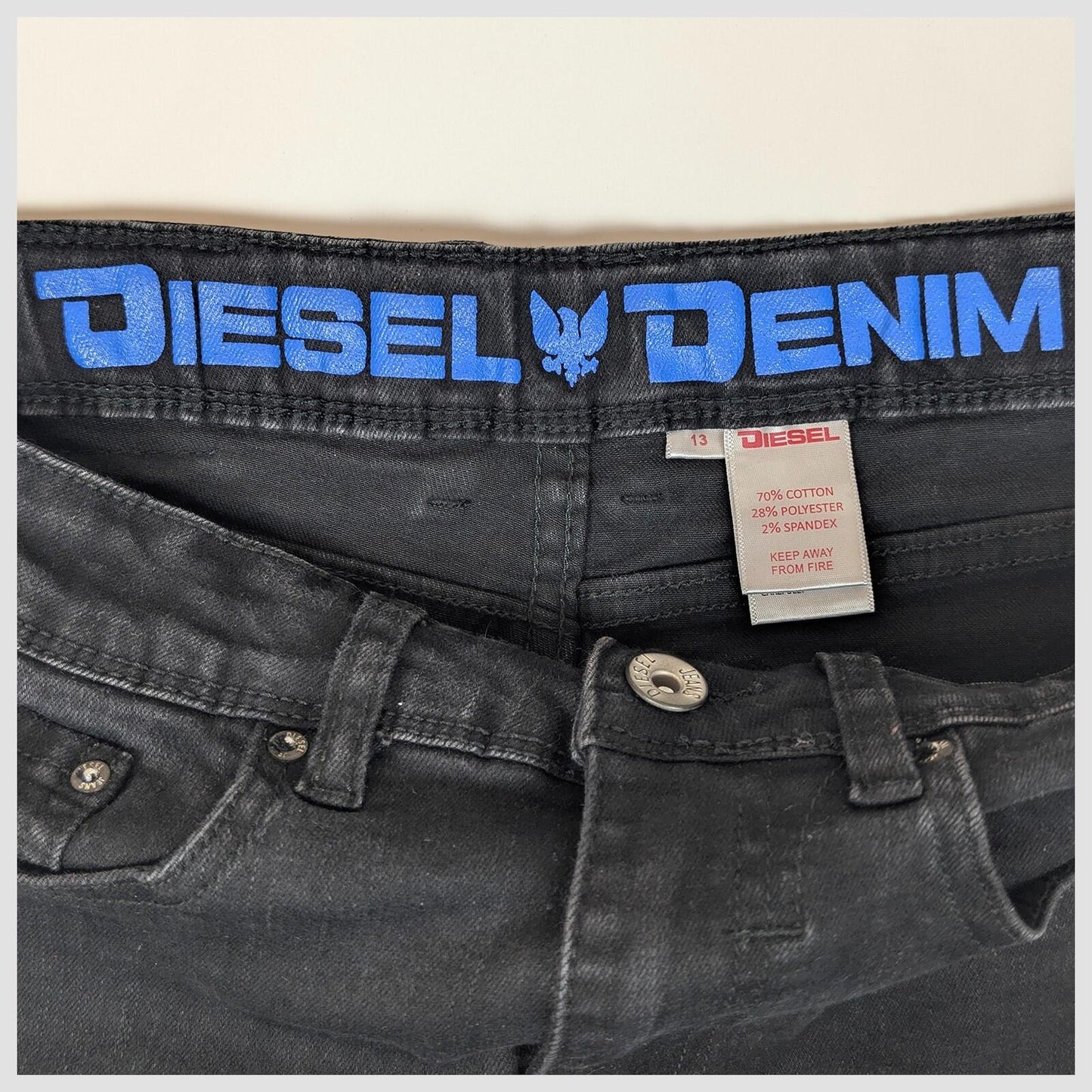 diesel denim kids boys black wash stretch skinny jeans pants size 13 by DIESEL – JEANS | RewearableUK