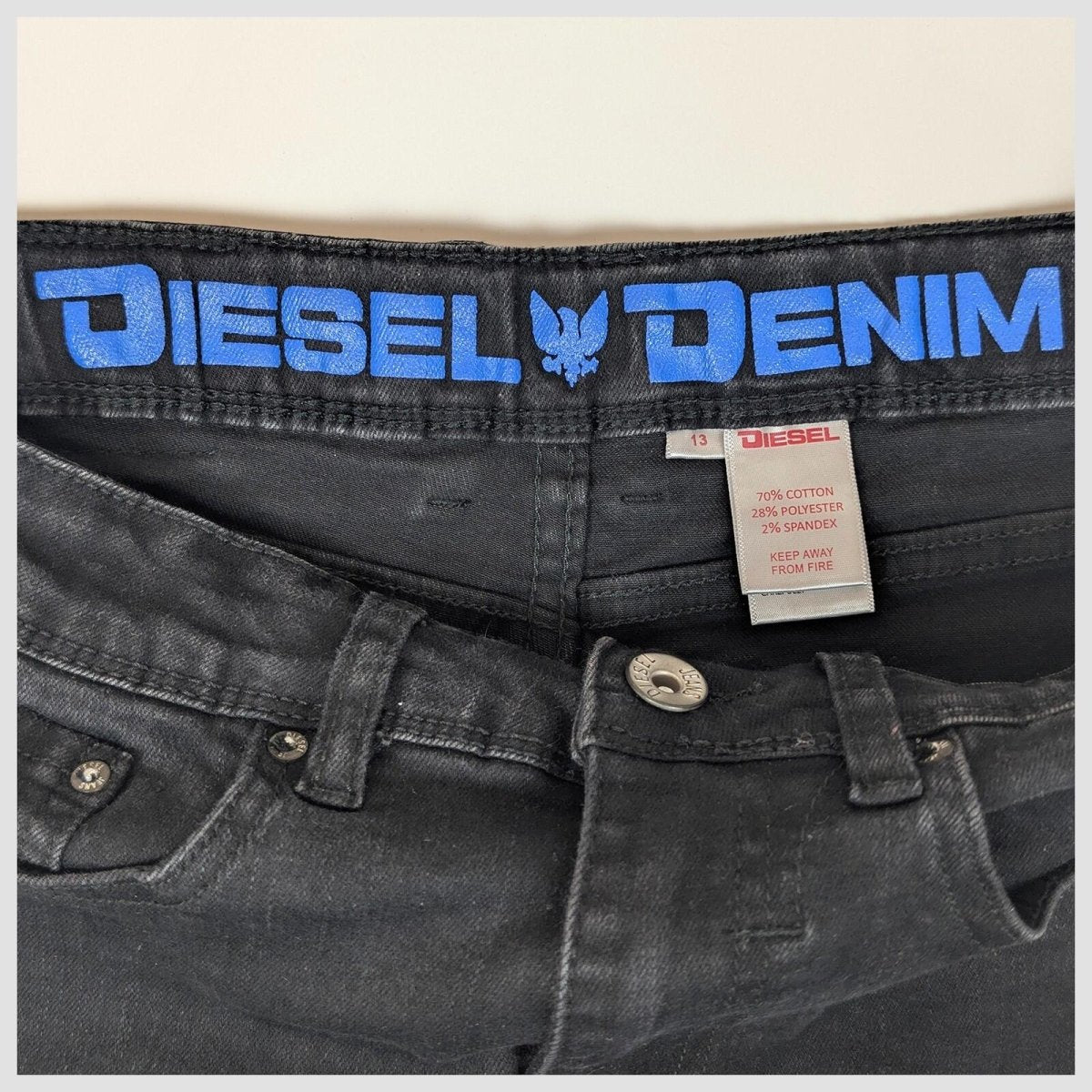 diesel denim kids boys black wash stretch skinny jeans pants size 13 by DIESEL – JEANS | RewearableUK