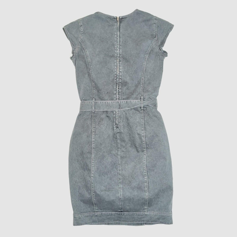 Diesel Grey Denim Mini Dress Sleeveless V - Neck Belted Women's Size M by DIESEL – | RewearableUK