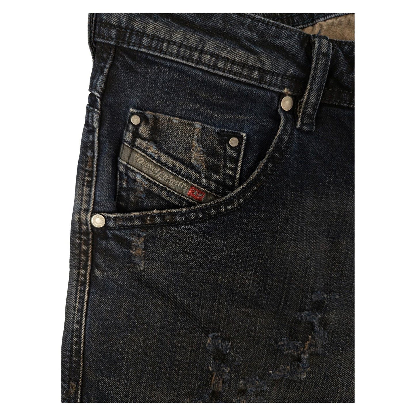 DIESEL Diesel Krayver Jeans W33 L30 Regular Slim Carrot Blue Stretch Denim Distressed JEANS RewearableUK