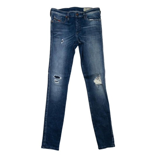 Diesel Skinzee Jeans W30 L32 Women Blue Ripped Super Skinny Regular Waist Italy by DIESEL – | RewearableUK