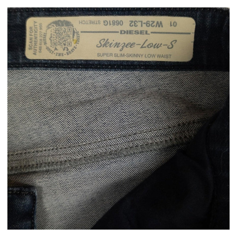 Diesel Skinzee - Low - S Jeans W29 L32 Dark Blue Super Slim Skinny Low Waist Stretch by DIESEL – | RewearableUK