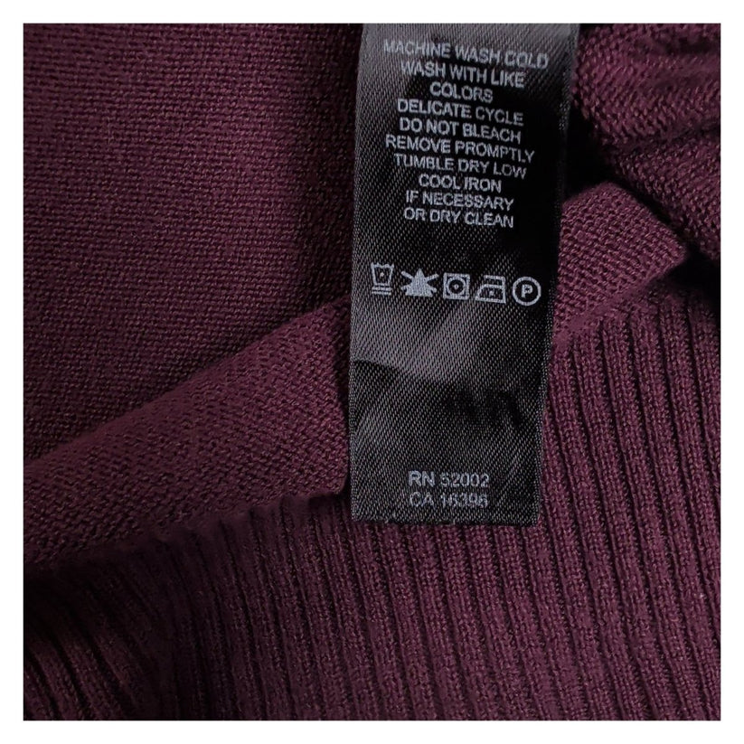 DKNY Jeans Womens Burgundy V Neck Jumper XL Chest Pocket Long Sleeve Knit – product photo 7 | RewearableUK
