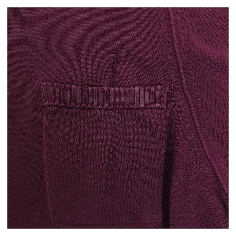 DKNY Jeans Womens Burgundy V Neck Jumper XL Chest Pocket Long Sleeve Knit – product photo 3 | RewearableUK