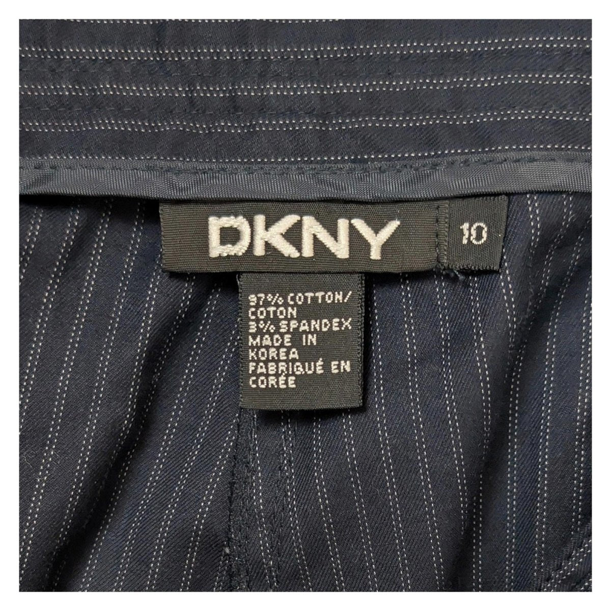dkny womens pinstripe tailored dress pants size 10 dark stretch trousers by DKNY – | RewearableUK