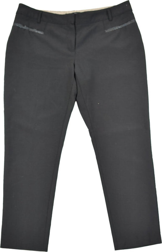 Dorothy Perkins Women's Black Smart Trousers UK 14 Faux Leather Trim Pants – product photo 1 | RewearableUK