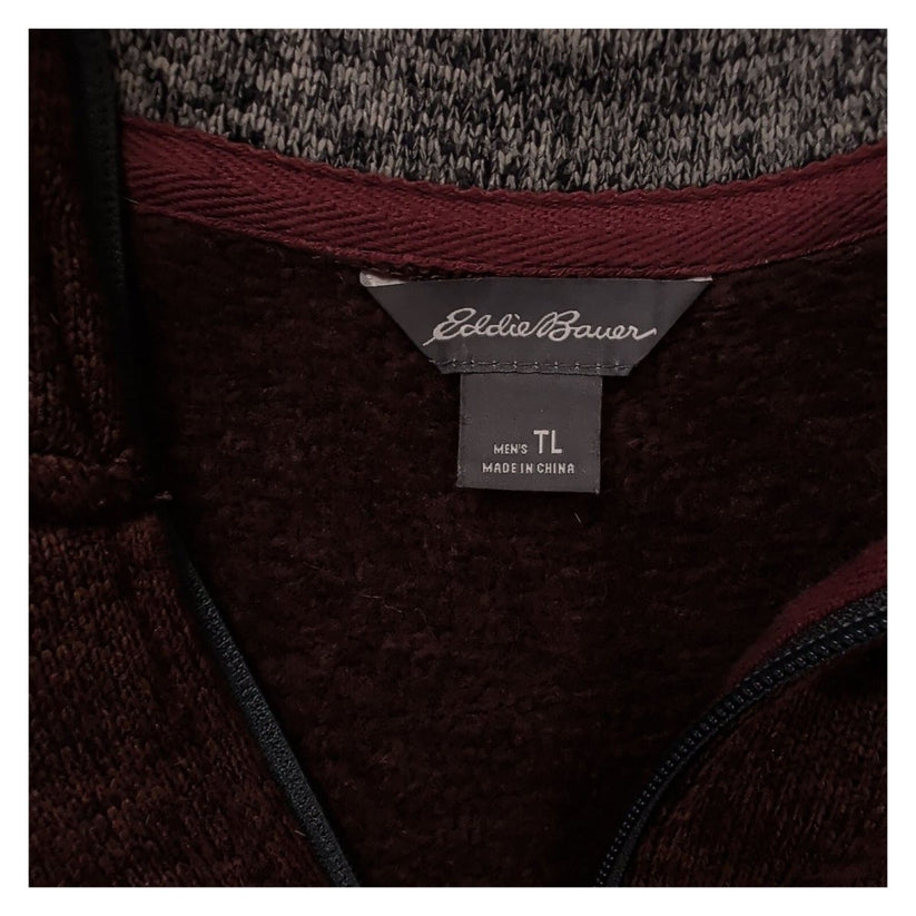 Eddie Bauer Mens Tall Large Burgundy Marl Quarter Zip Fleece Pullover – product photo 8 | RewearableUK