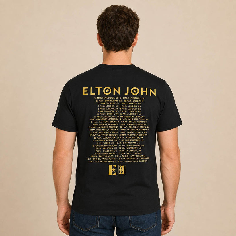 Elton John Farewell Yellow Brick Road 2023 Tour T-Shirt L Black – Music T-Shirt product photo 2 | RewearableUK