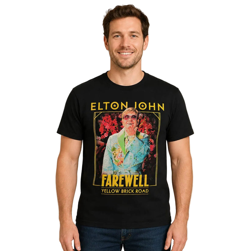 Elton John Farewell Yellow Brick Road 2023 Tour T-Shirt L Black – Music T-Shirt product photo 1 | RewearableUK