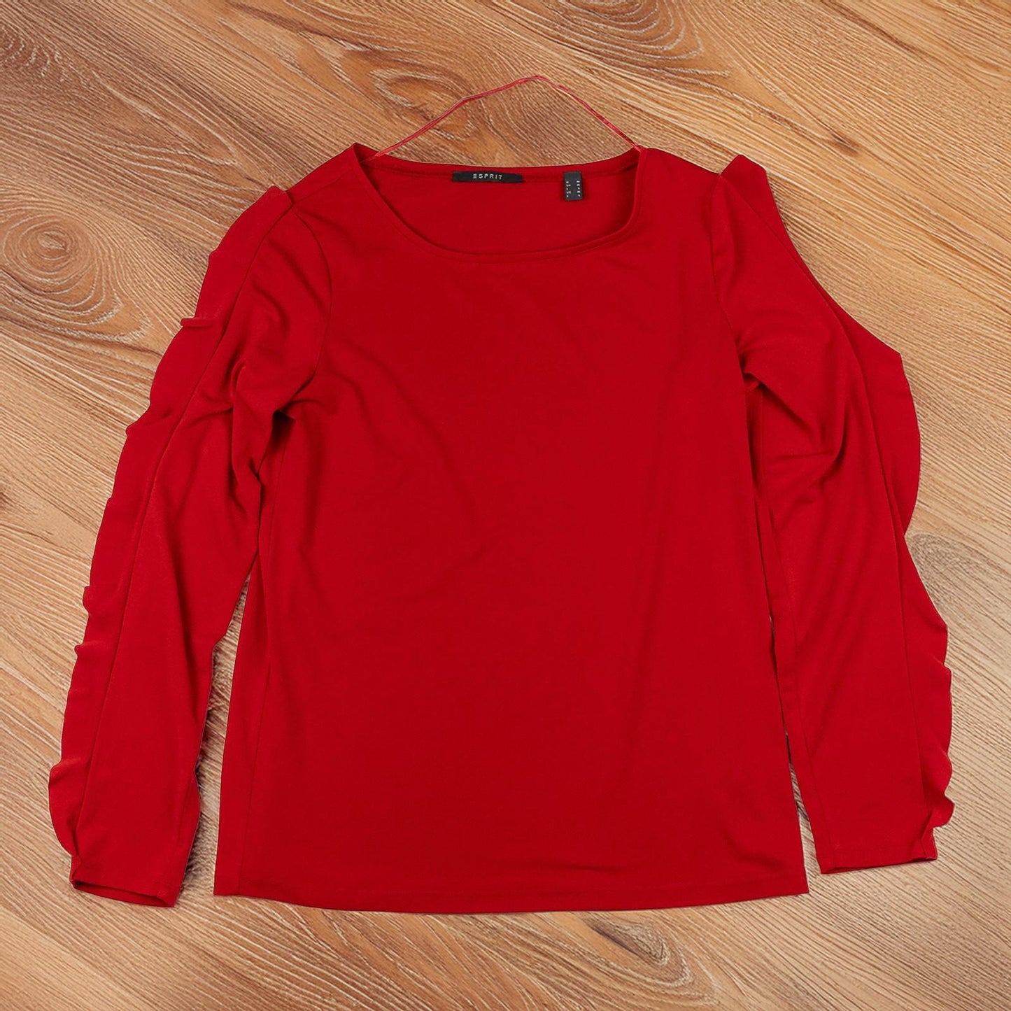 Esprit Woman Red Cold Shoulder Top Size M Ruffle Sleeve Stretch Party Blouse by Esprit – | RewearableUK