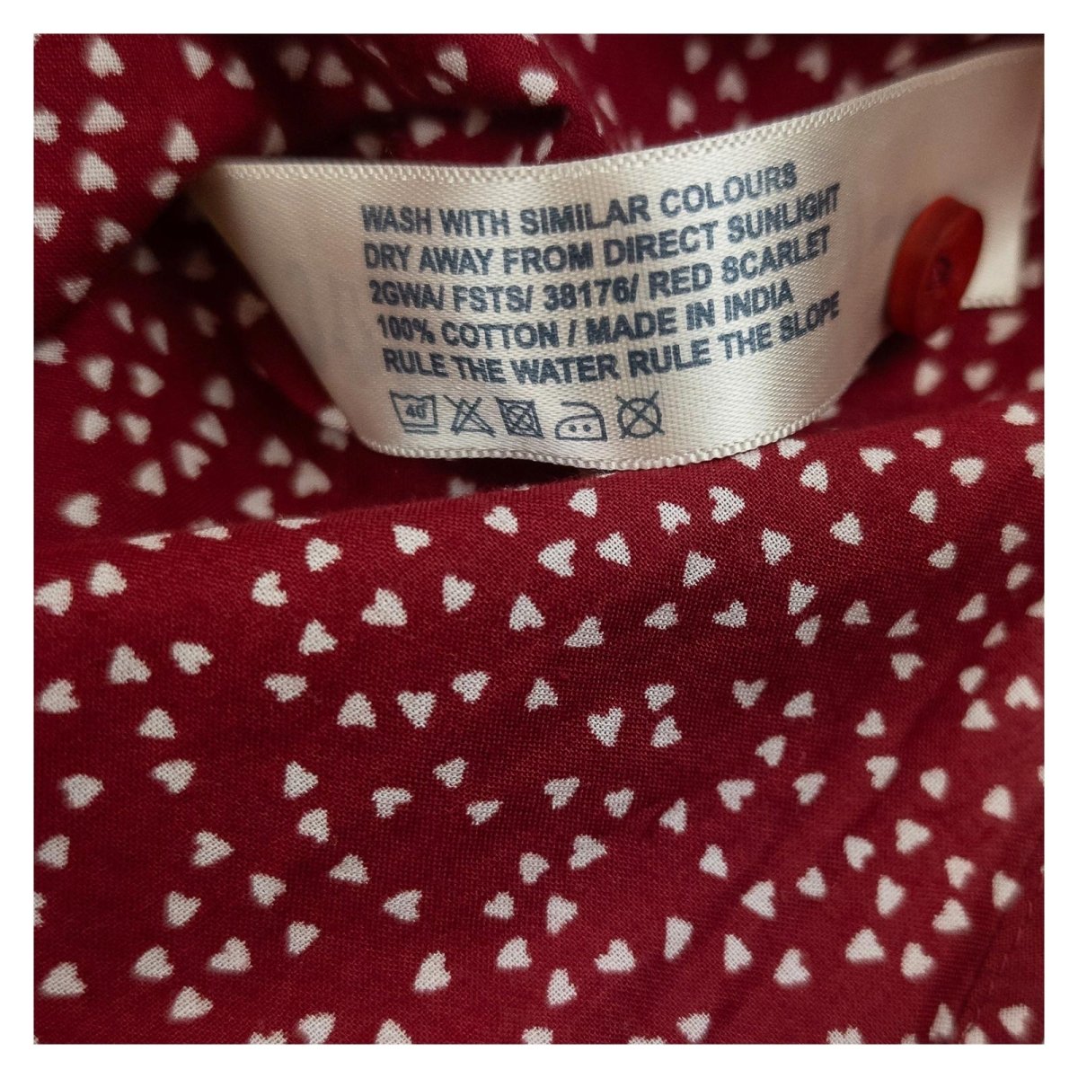 Fat Face Red Heart Print Shirt Size UK 12 Cotton Long Sleeve Button Up Casual by Fat Face – | RewearableUK